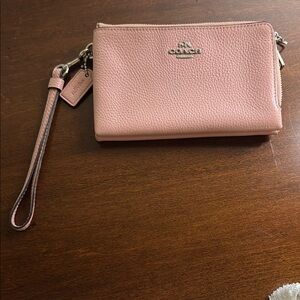 Coach Pink Leather Wallet with Silver Hardware